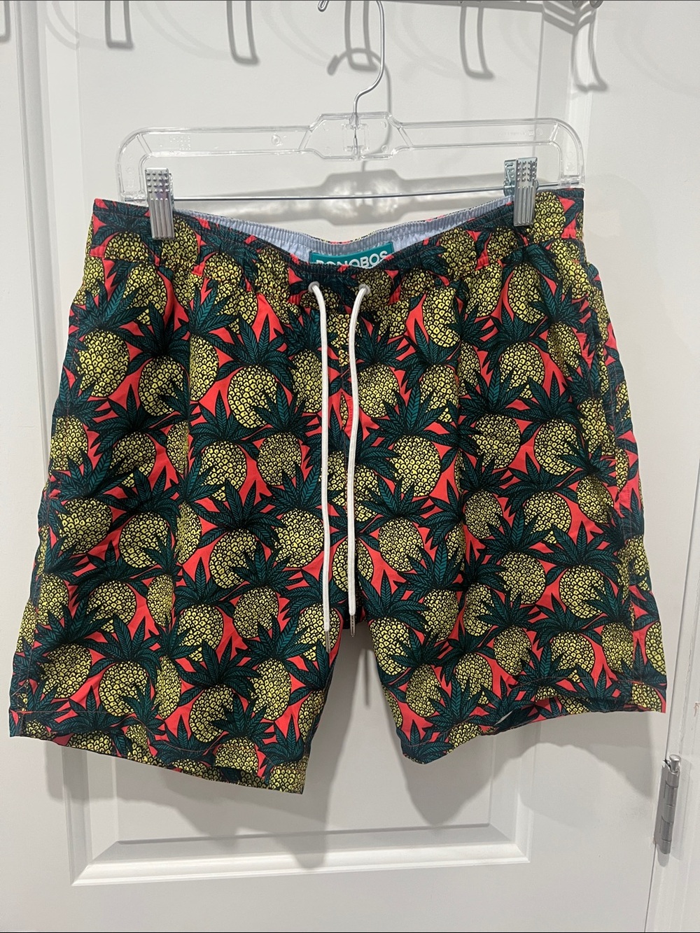 Bonobos Pineapple Lined Swim Shorts in Coral, Yellow, and Green Size‎ Medium